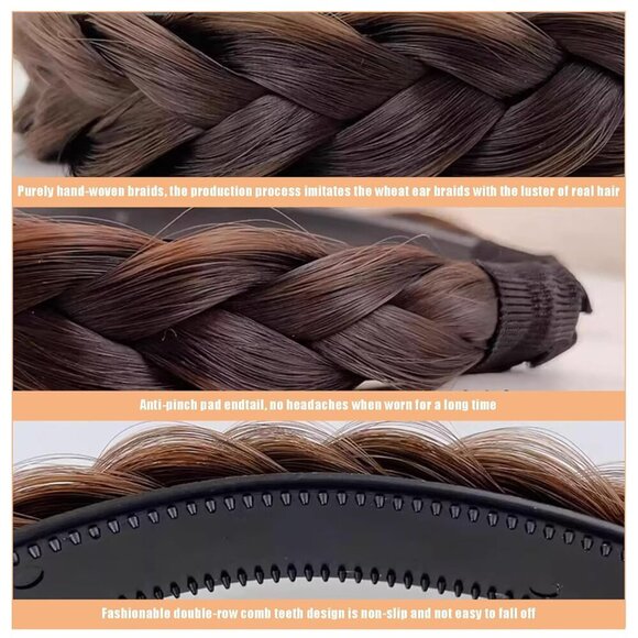 Premium 2 Pcs Black Braided Headbands for Women - Lightweight & Elegant - Picture 6 of 6